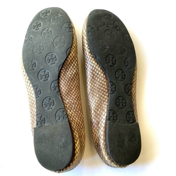 Tory Burch ballet flats Womens Size 7.5 or 8 brown snake skin print - Picture 5 of 8